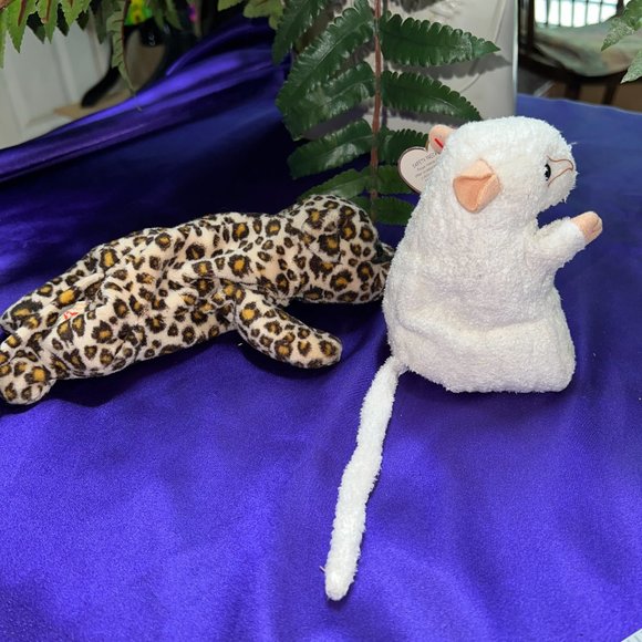 ๐ TY Cheezer the Mouse 2000 Beanie Baby & Freckles the Leopard 1996 with Error - Picture 4 of 13